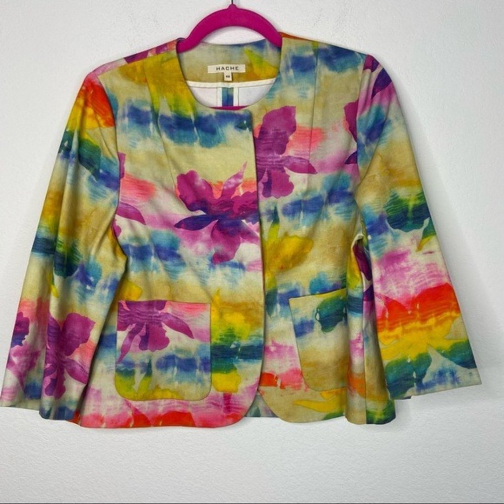 Hache Multicolor Snap Button Cotton Jacket Size EU 42 - Picture 2 of 7